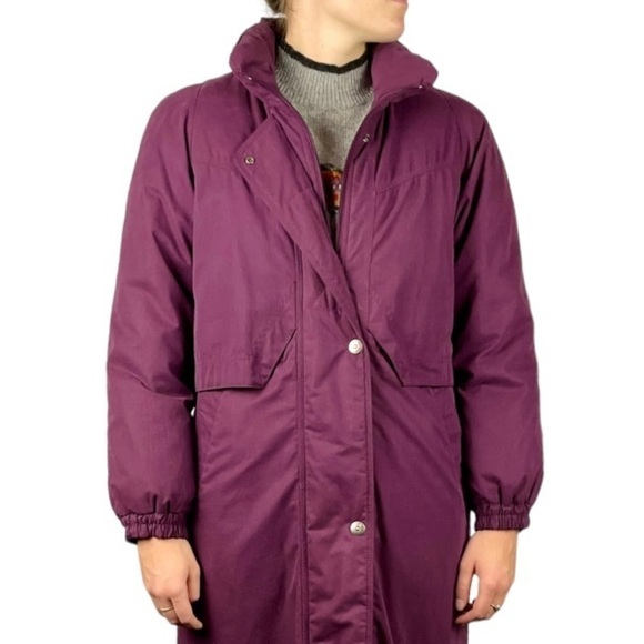 90'S VINTAGE BURGUNDY DOWN FILLED PUFFER DUSTER SLEEPING BAG COAT UTEX DESIGN - Picture 5 of 17